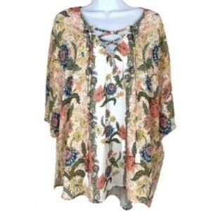 SMYM Paisley Floral Crisscross Front Blouse